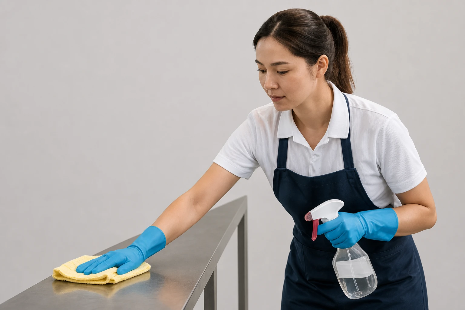 Schoonmaker aan het werk